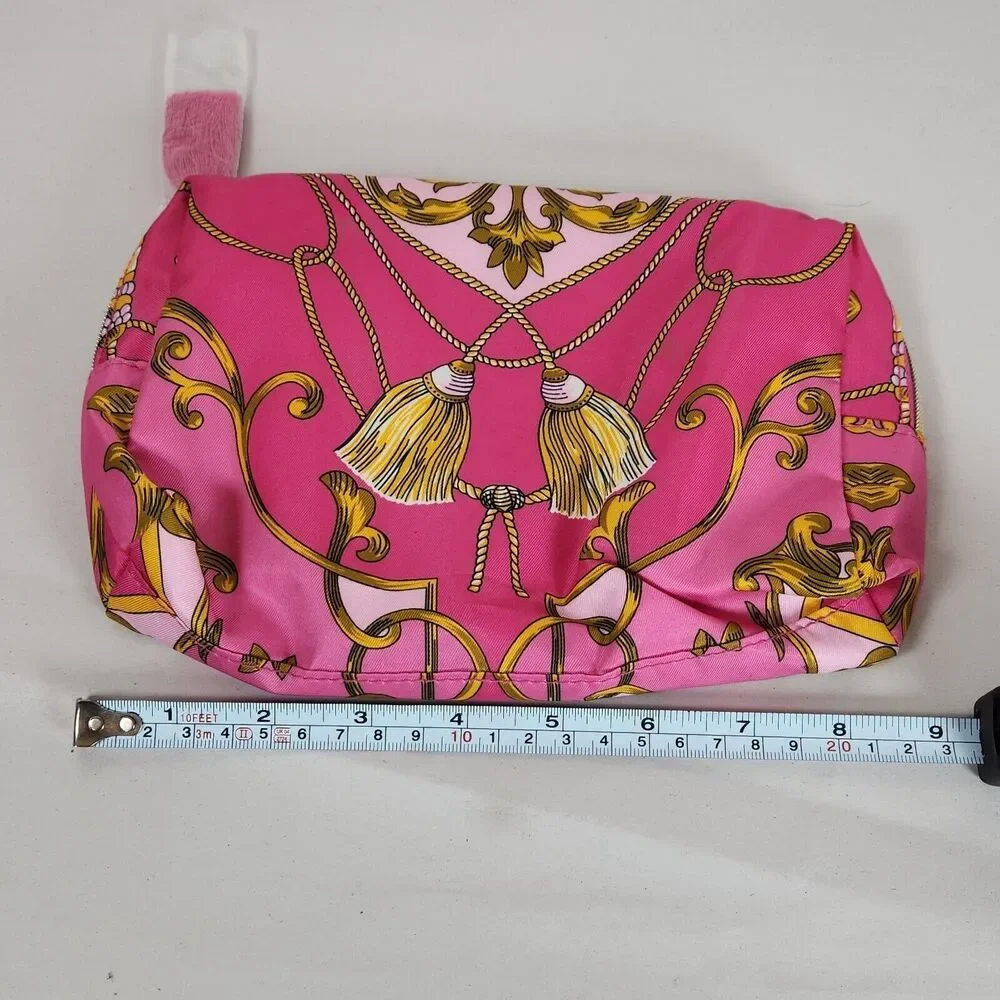 Estee‎ Lauder Pink Tassel Printed Cosmetic Makeup Bag zipper tassel travel pink